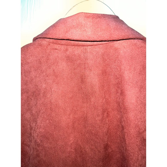 Chico's (2) Size 12 Large Moto Jacket Faux Suede Rust Fawn Brown Gold-Tone Zip - Picture 9 of 12